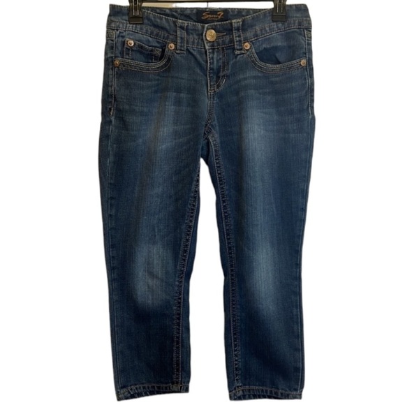 Seven7 Jeans Crop Ankle Jeans Capri Pants Medium Blue Wash Size 4 - Picture 1 of 14